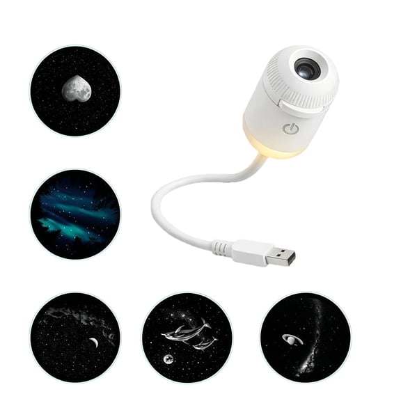 5D Holographic Dynamic Star Projector Night Light 360 Degree Swivel Galaxy Projection Lamp USB Operated Ceiling Wall Decor Light for Living Room Bedroom,With 5 Films