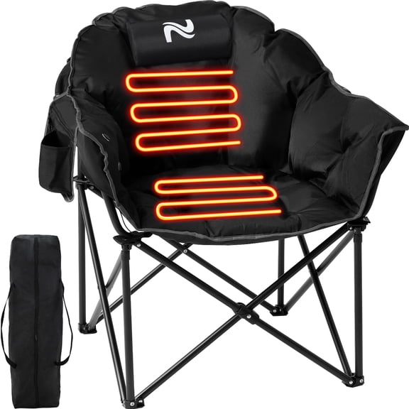NAIZEA Outdoor Heated Chair - Heated Camping Chair,Oversized Heated Chairs, Outdoor Sports Chair, Folding Chair for Patio, Outdoor Travel Wide&Thick Padding
