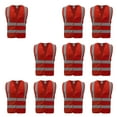 thumbnail image 1 of GOGO 10 Pack Industrial Safety Vest with Reflective Stripes, ANSI/ ISEA Standard-Red-L, 1 of 7