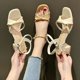 thumbnail image 2 of Sandalias de mujer que combinan con todo, zapatos de verano para mujer, traje de tacón bajo para mujer, Beige, nuevo gladiador, moda media, Sandalias cómodas40 Gao Jinjia LED, 2 of 2