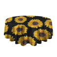 thumbnail image 5 of Black Yellow Sunflower Pattern Round Tablecloth 60"x60",Wrinkle Wipeable Table Cloth for Kitchen Dining Room Picnic Patio Party, 5 of 6