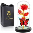 thumbnail image 2 of Rosa de cristal iluminada Fvawe con mariposa en cúpula de cristal, 2 of 6