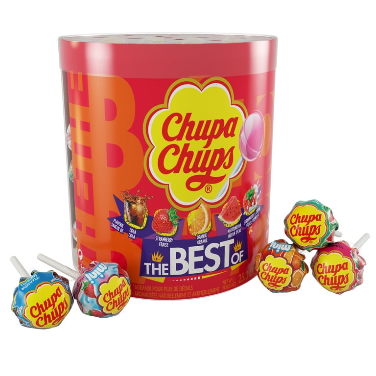Chupa Chups Lollipops Suckers, Best Of Assorted Flavors Drum