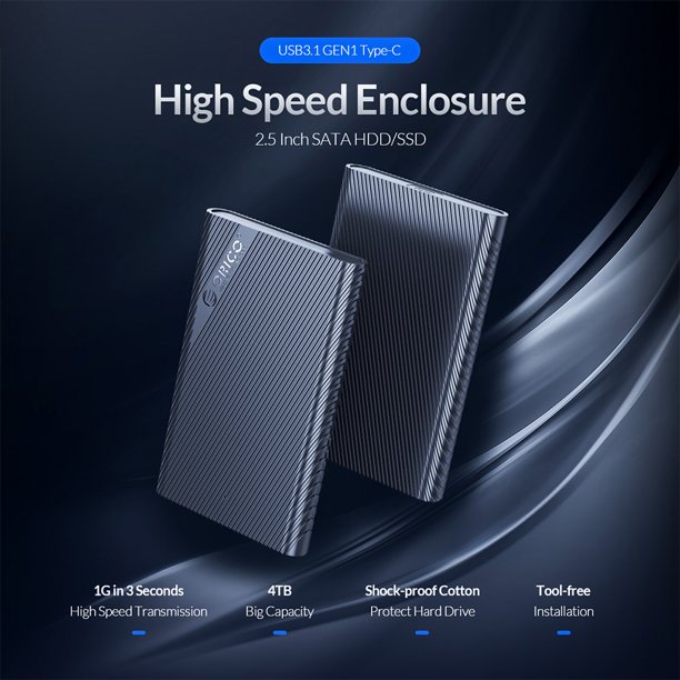 Caja De Disco Duro Externo ORICO 2.5 SATA a USB 3.0 C Caja HDD SSD externa (USB C a USB C)