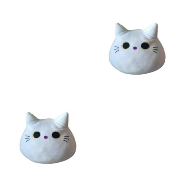 Bewildely Almohada de juguete de peluche de gato negro, cojín de peluche para el hogar, muñeca de oficina, regalo de cumpleaños para niños y ojos amarillos blancos 8CM/20g 2Conjunto