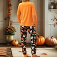 thumbnail image 3 of Woman Pajama Set Fall Pajama Sets with Pumpkin Bat Ghost Print Long Sleeve Top and Loose Fit Pants Cozy Casual Sleepwear Womens Sleepwear Orange XL, 3 of 4