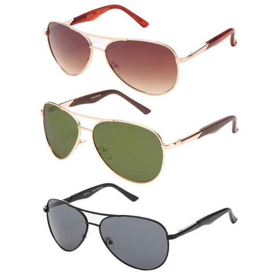 3 Packs Metal Frame Classic Aviator Sport Spring Temple Fashion Sunglasses for Men for Women
