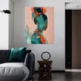 thumbnail image 2 of Canvas Painting Abstract Painting - Modern Minimalist Woman Portrait in Teal, Pink, Blue, Orange, Black, White - Elegant Home/Office/Commercial Wall Decor - Durable Canvas Print for Living Room, 2 of 10