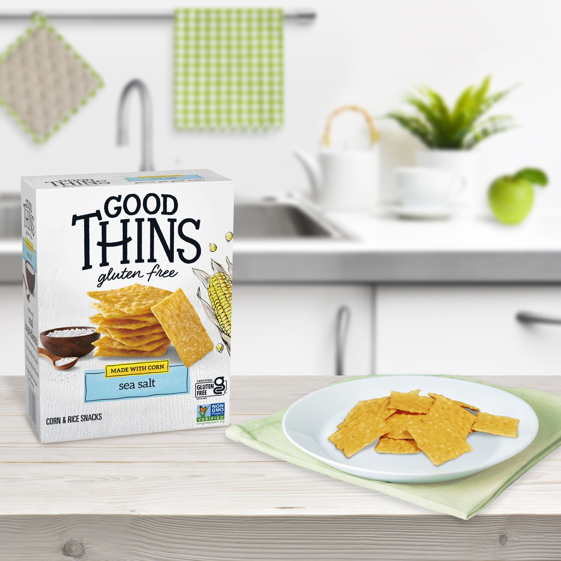 GOOD THINS Sea Salt Corn Snacks Gluten Free Crackers, Snack Crackers, 3.5 oz