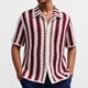 thumbnail image 1 of Ceisia Men's Wave Stripe Jacquard Open Knit Short Sleeve Cardigan Casual Summer Top Multicolor XL Gifts, 1 of 9