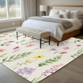 thumbnail image 5 of Area Rug 72×108in, Rustic Wildflower Vintage Linen Floor Carpet Living Room Rug, Colorful Flower Leaves Non-Slip Welcome Mat Indoor Rugs for Bedroom Dining Room, 5 of 9