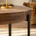 thumbnail image 2 of 33.86" Modern Retro Splicing Round Coffee Table, Fir Wood Top with Black Cross Legs Base, 2 of 5