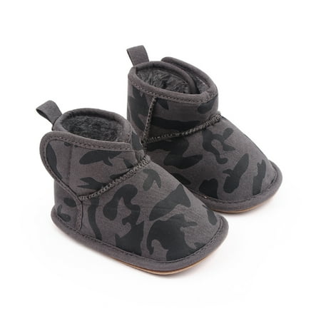 

Infant Baby Unisex Casual Booties Camouflage Printed Soft Sole High Top Plush Flat Shoes