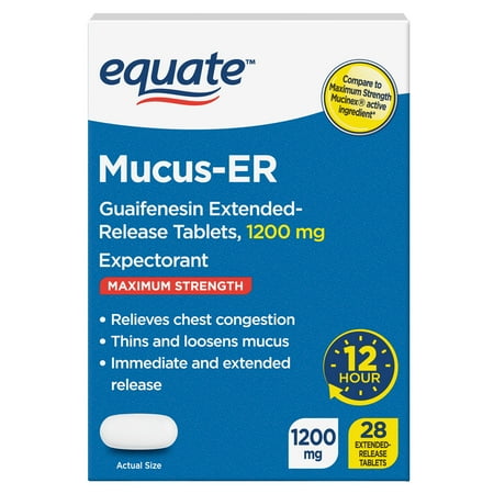 Equate Mucus-ER Max, Expectorant, Extended Release Tablets