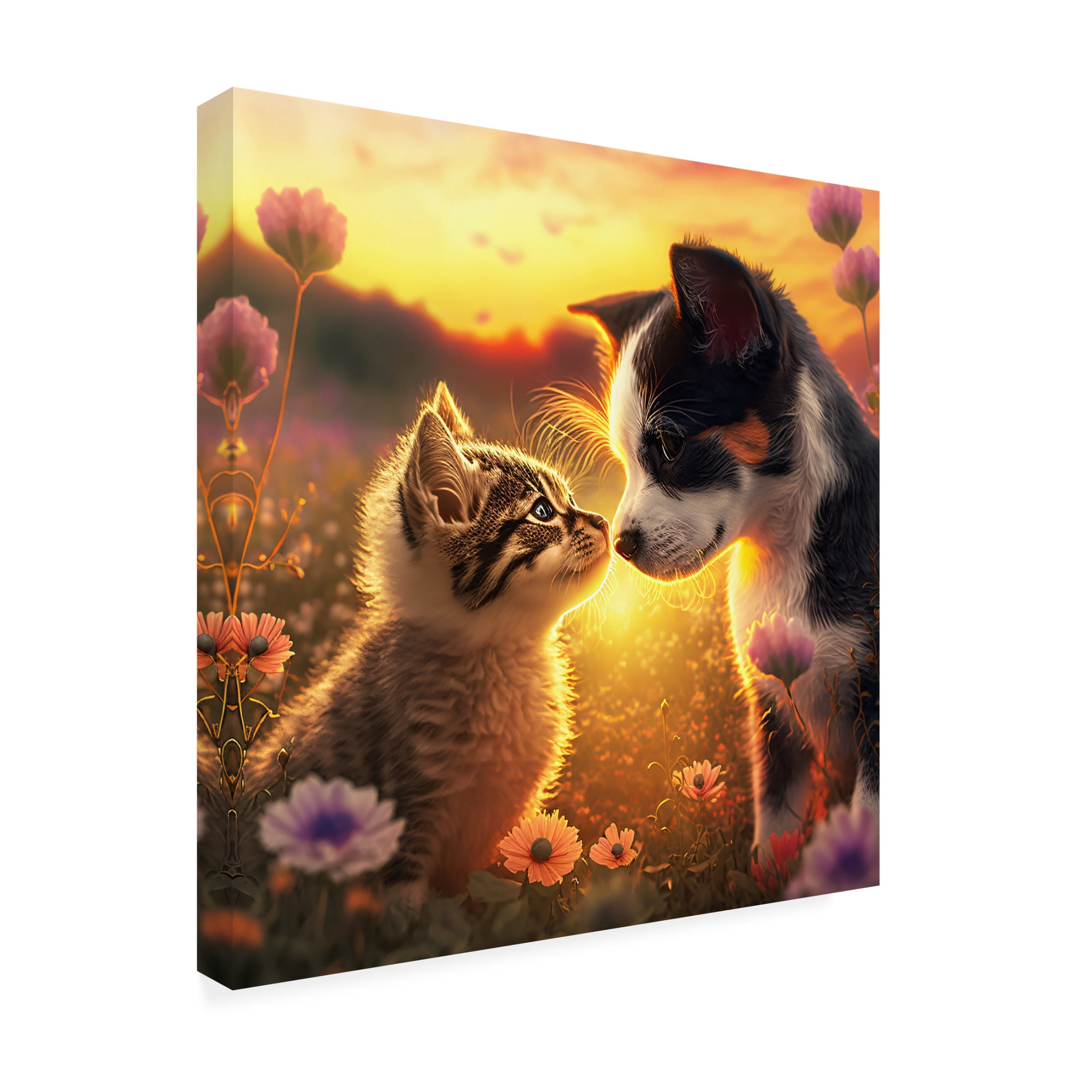 Canvas Wall Art - Ray Heere 'Cats And Dogs 27' Wall Art for Living Room, Bedroom, or Office Décor by Trademark Fine Art - 18 x 18 Inches