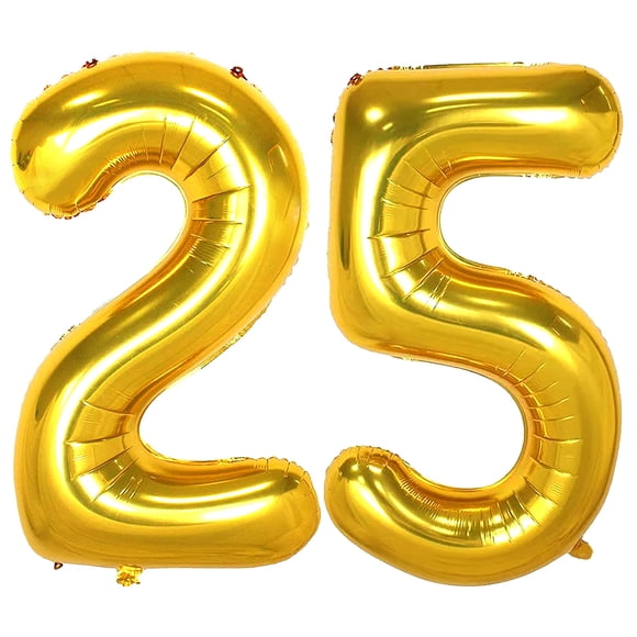 Globos Jonhamwelbor, 40 cm, número 25, lámina dorada, Mylar, 2 unidades