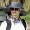 thumbnail image 3 of Sulaicai Solar Fan Hat for Men Women, Wide Brim Sun Hat with 2 Solar Fans, Outdoor Fishing Hat with Fan, Waterproof Outdoor Hiking Camping Fishing Hat, 3 of 6
