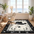 thumbnail image 3 of Design&I 6'x9' Washable Area Rug Cowboy Hat Entry Horseshoe Motif Vintage Bathroom Themed Mens for Dining Room, Under Table, Office, Snag-Free, 3 of 7
