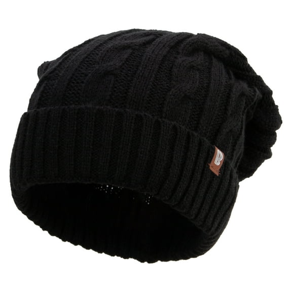 Big Size Cable Beanie - Black OSFM
