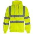 thumbnail image 1 of High Visibility workwear safety full zip hoodie reflective sweatshirt (Yellow,L), 1 of 5