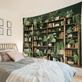 thumbnail image 5 of Green Plant Bookshelf Tapestry Book on Bookshelf and Plant Potted Tapestry Wall Hanging Reading Wall Art Decor for Study Room Bedroom Living Room College Dorm, 5 of 7