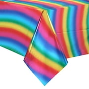 Way to Celebrate! Rainbow Foil Party Tablecloth, 84in x 54in