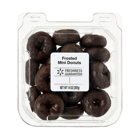 Freshness Guaranteed Chocolate Frosted Mini Donuts, Bakery Clamshell, 14 oz