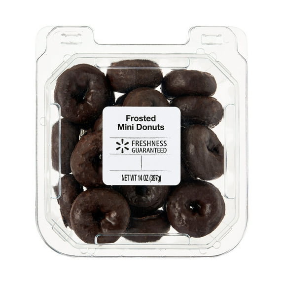 Freshness Guaranteed Chocolate Frosted Mini Donuts, Bakery Clamshell, 14 oz