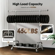 HOKEEPER Heavy Duty 450 lbs Capacity Clothing Rack with Shelves, Garment Rack, Adjustable Rolling Commercial Grade Clothes Rack (45.66-70.86 Length, 64-68 Height) with Storage Shelf Silver