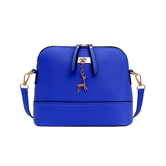 Qarigey Bolso de hombro de cuero para mujer, bolsos organizadores de pintalabios con correa ajustable, bolsos de compras para interiores y exteriores, Bolsas de mensajero y de hombro azul