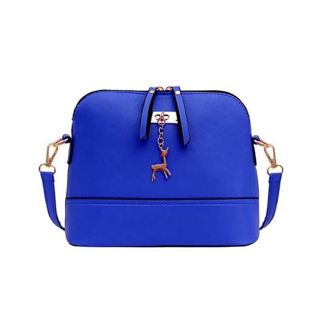 Qarigey Bolso de hombro de cuero para mujer, cartera de Color sólido, bolsas de almacenamiento para interiores y exteriores, bolsos de compras, festival Bolsas de mensajero y de hombro azul
