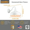 thumbnail image 3 of Sunlite Gooseneck Rustic Barn Light Fixture, Wall Mount, Medium Base (E26) Socket, Standard A19 Bulb Required (60W Max), 12 Inch, Indoor and Outdoor Use, UL Listed Wet Location, White, 3 of 5