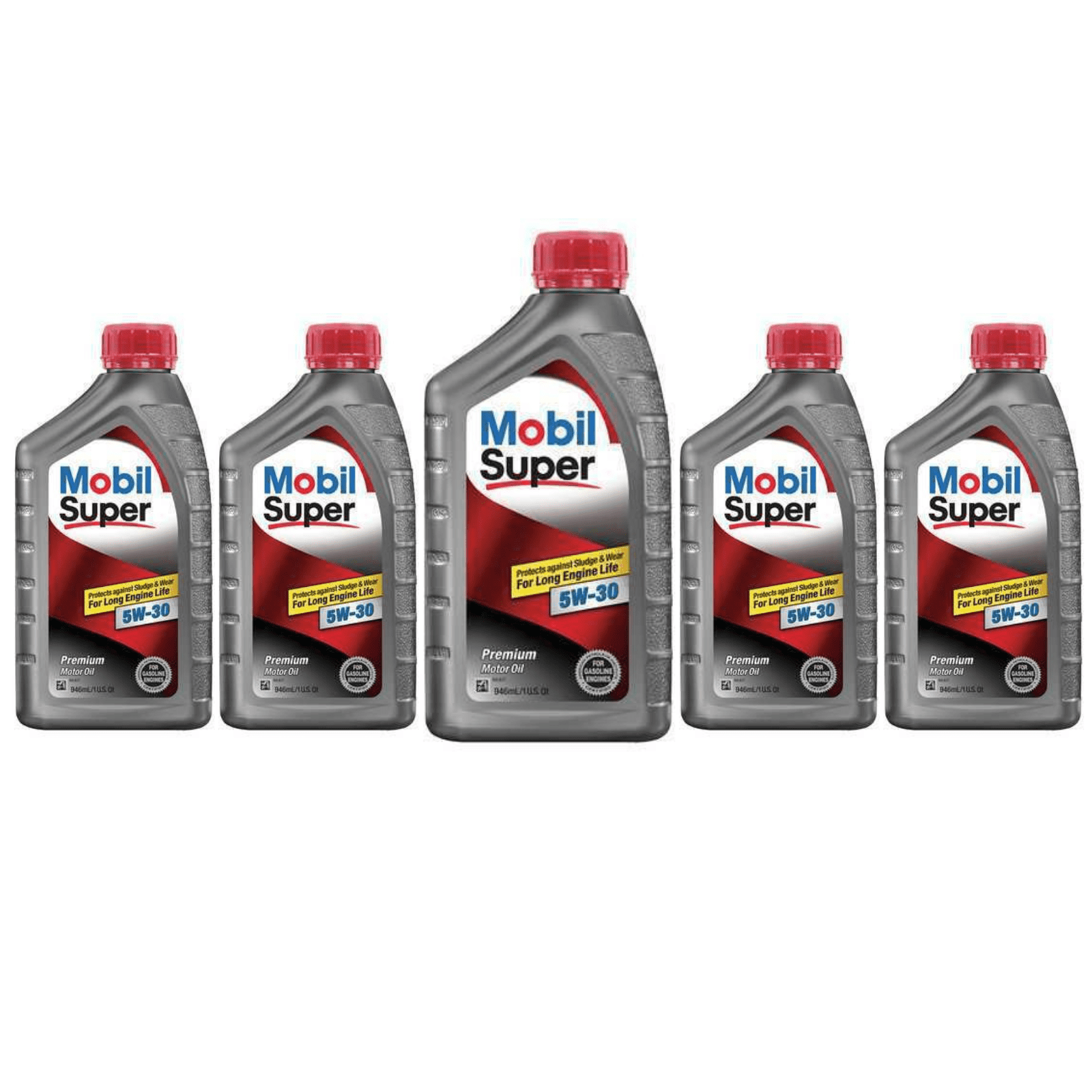 Mobil 124404 Engine Oil, Mobil Super, 5W30, Pack of 5