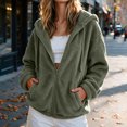 thumbnail image 5 of Enjoytime Fleece Jacket Women Long Sleeve Drawstring Zip Up Hoodies Plus Size Fashion Casual Cozy Warm Fall Winter Coat, 5 of 8