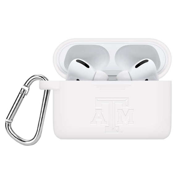 Texas A&M Aggies Engraved Silicone Case Cover Compatible with Apple AirPods Pro 1 & 2 (White) by Affinity Bands