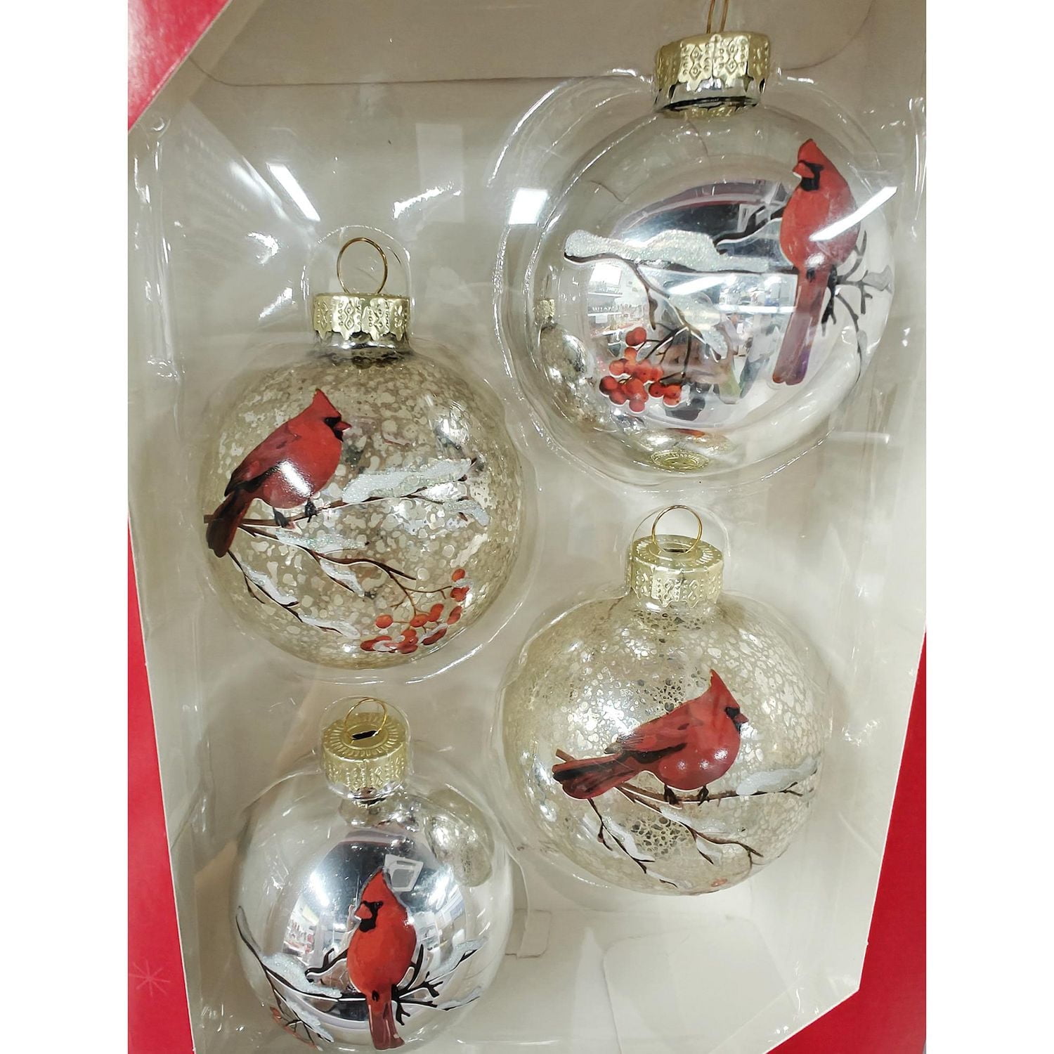 HOLIDAY TIME 65MM * 4CT CARDINAL ORNAMENT