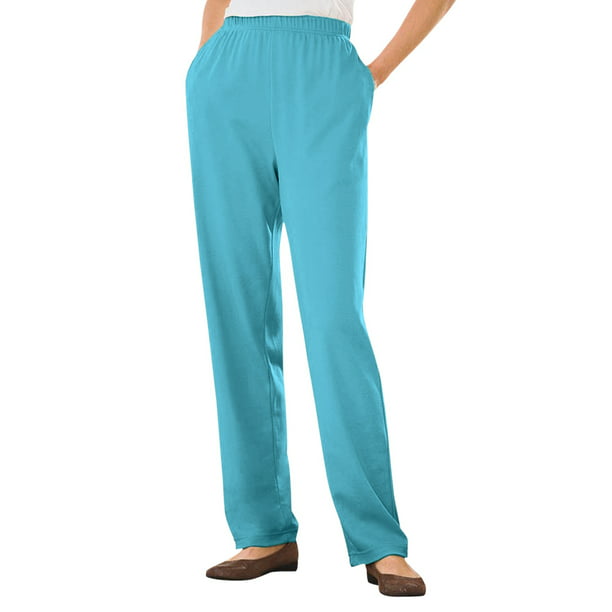 Woman Within Women's Plus Size Petite 7-Day Knit Straight Leg Pant Pant -  Walmart.com