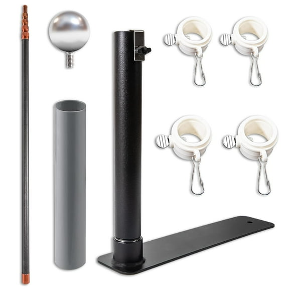 Upgraded Telescopic Flagpole with Anti-Break Tube, Thickened Tire Bracket Tailgate Flagpole - 20ft Carbon Fiber RV Flagpole Kit