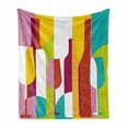 thumbnail image 1 of Wine Soft Flannel Fleece Blanket, Colorful Abstract Wine Bottle Glass Silhouettes Modern Party Drinks Geometric Design, Cozy Plush for Indoor and Outdoor Use, 50" x 60", Multicolor, by Ambesonne, 1 of 6