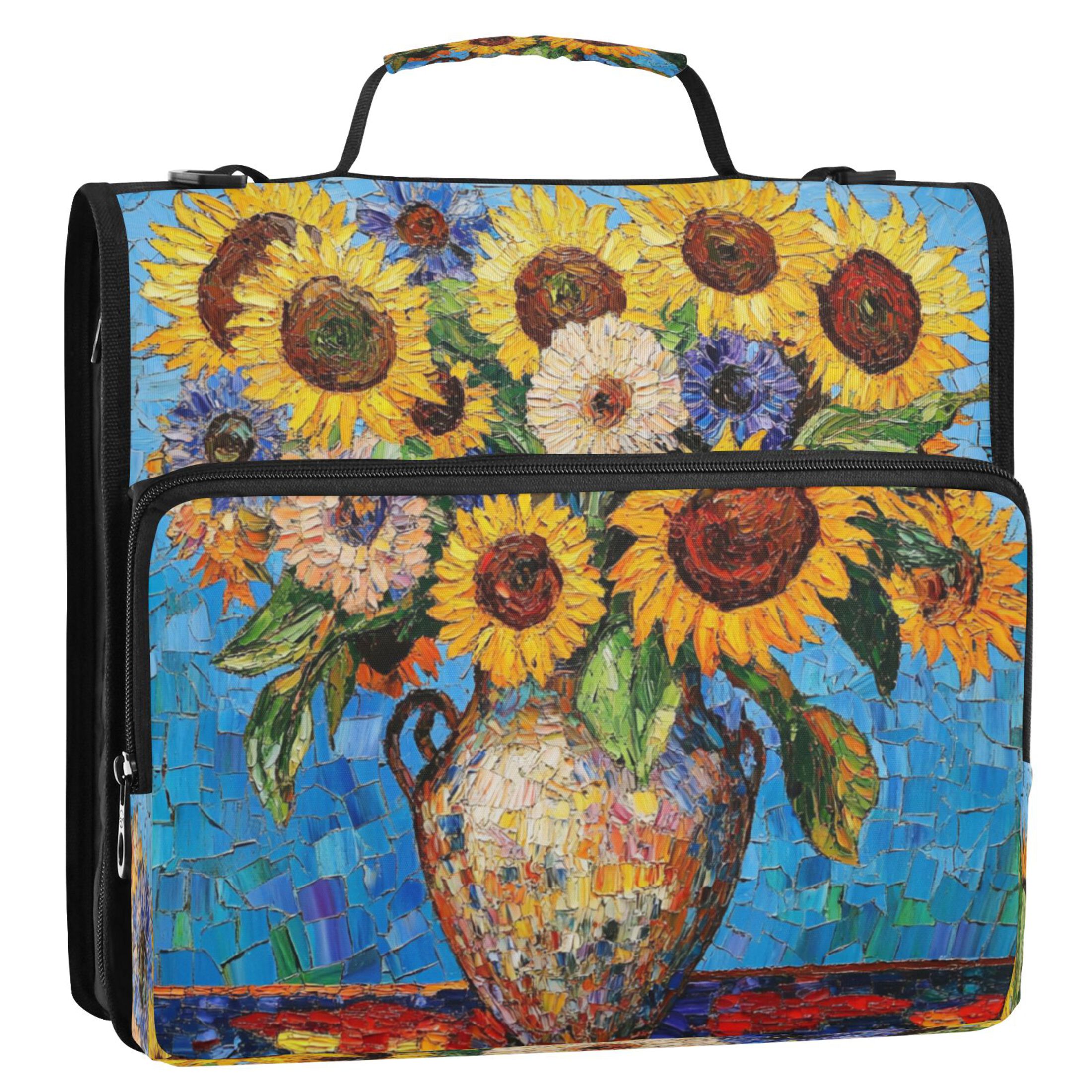 YAZAOO Zipper Binder trapper keeper Documents Organized Design Bold Bouquet in Blissful Blue Printed