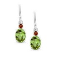 thumbnail image 2 of Gem Stone King 10K White Gold Green Peridot and Red Garnet Dangle Earrings for Women (2.84 Cttw, Gemstone Birthstone, Oval 8x6mm), 2 of 5