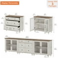 thumbnail image 5 of WAMPAT 100-Inch TV Stand, Entertainment Center with Glass Door & Drawer, 3-in-1 TV Console Table for 75/80/85/90-Inch TVs, Kitchen Sideboard Buffet Cabinet for Dining Room, Rustic White, 5 of 9