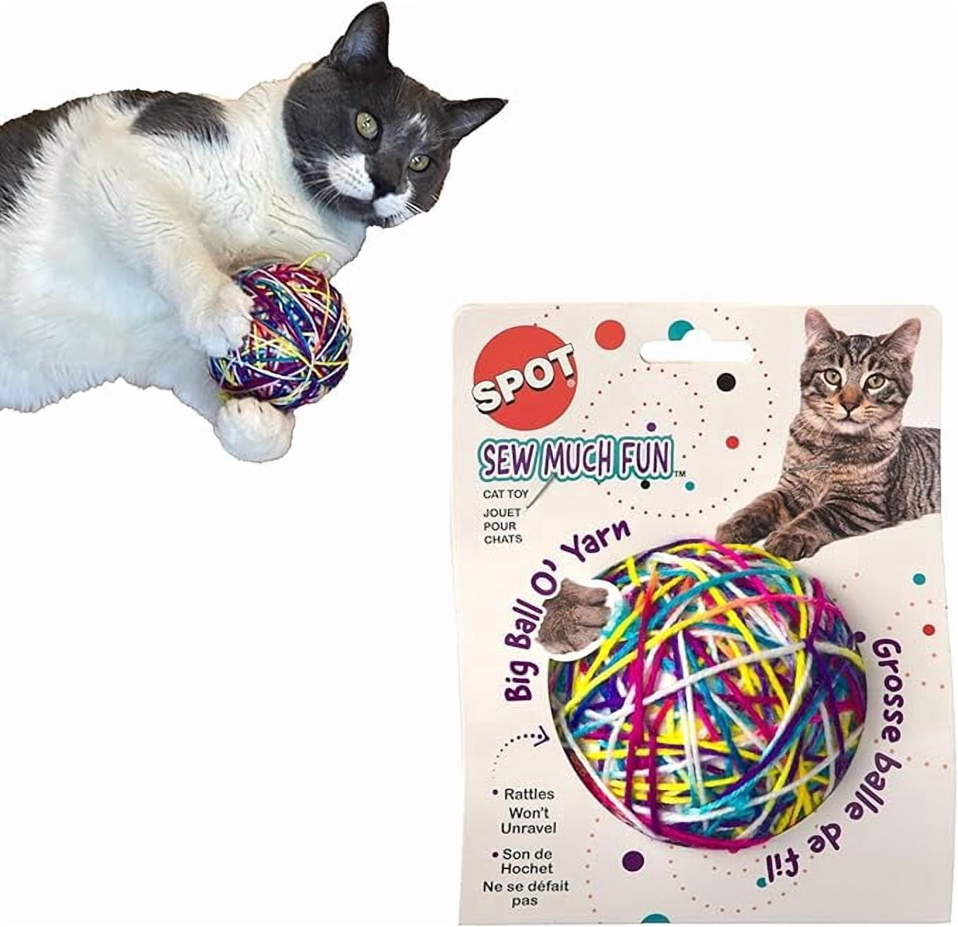 SPOT Sew Much Fun Foam & Yarn Ball Cat Toy with Rattle, No-Unravel Design, 3.5 inch, 1 Count