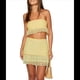 thumbnail image 1 of Conjuntos de Verano de 2 Piezas para Mujer: Top de Tubo Sin Tirantes de Encaje y Minifalda con Volantes, Conjuntos para Salir Amarillo M, 1 of 9