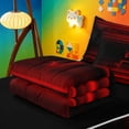 thumbnail image 5 of meiyoeat gradient Initial Print Zipper Twin Comforter Sets with Fitted Sheet and 2 Pillowcases,Red Black Monogram A Zipper Bedding Set,Black Reversible,4-Piece, 5 of 7