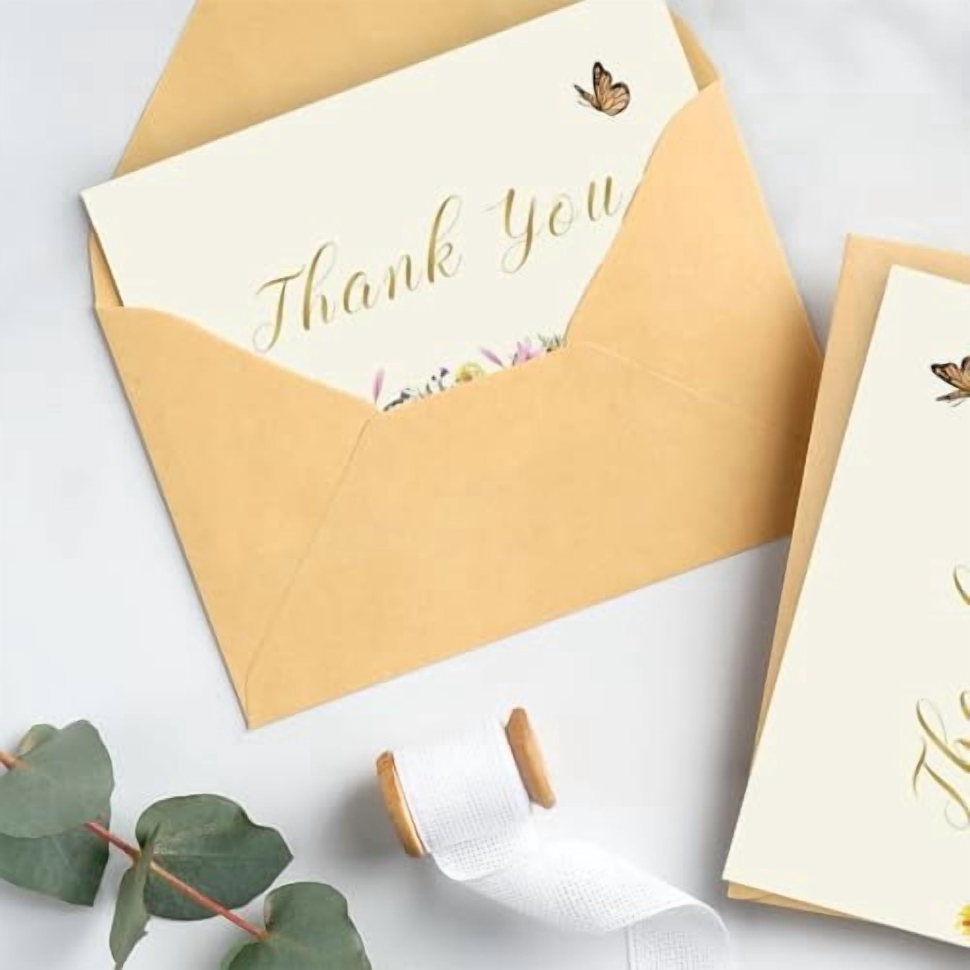 YNGLLC 25 Pack 350GSM | Floral Thank You Cards | Thank You Cards with Envelopes | Small Thank You Notes & Cards for Wildflower, Watercolor & Wedding