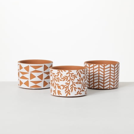 Sullivans Abstract Print Terracotta Ceramic Planters Set of 3  3 H Multicolored