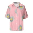 thumbnail image 4 of Cute Party Summer Tops for Women Plus Size Button-Up Comfy Womens Blouses Trendy Tunics V Neck Daisy Print Loose Shirts for Women Dressy Short Sleeve Casual Tshirt, 4 of 5