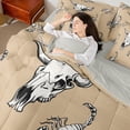 thumbnail image 4 of Homewish Teens Bull Skull Scorpion Twin Bedding Sets 7-Piece,Bohemian Western Theme Bedding Comforter Set Microfiber,Vintage Aesthetic Breathable Sheet Sets,Super Cozy Room Decor,Reversible, 4 of 8