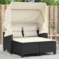 thumbnail image 1 of vidaXL Garden Sofa 2-Seater with Canopy and Stools Black Poly Rattan, 1 of 5